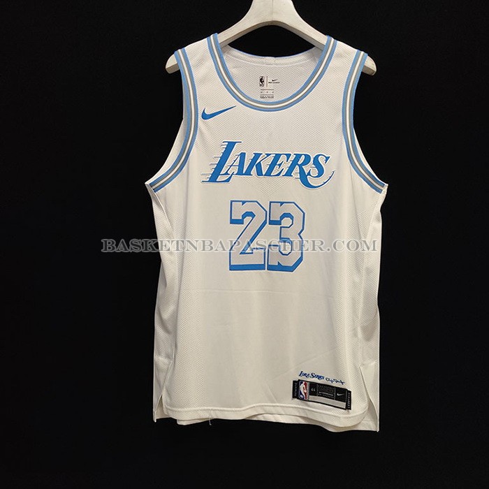 Maillot Los Angeles Lakers LeBron James NO 23 Ville Authentique 2020-21 Blanc